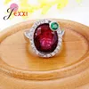 Cluster Rings Unique Design Fashion Round Red Crystal Wedding For Woman Jewelry Valentine's Days Gifts Engagement Finger Ring