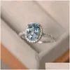 Wedding Rings Drop Luxury Jewelry 925 Sterling Sier Oval Cut Mti Color Topaz Cz Diamond Party Women Band Ring For Lovers Gift Deliver Dhwwh