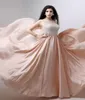 NEU 2021 Baby Pink Kleider Abend Juwelenhülse Eine Linie schwerer Perlenperlen auf oberen formalen Prominenten Prom Cocktail Party Kleid4939146