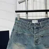 Diseñadores de moda Jeans para mujeres Temprano en la primavera NUEVA ACADEMY Estilo de academia Doble de moda Doble de bolsillo Alta Cotiza pura Micro elástica Jeans cortas