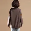 Capuz feminino impressão de letra Baggy Pullovers Swetons de texto para mulheres tops soltos esportes marrom roupas femininas xxl sweat-camiseta