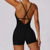 Kvinnors träningsdräkter Set Women Tracksuit Bodysuits Fitness Rompers Sexig One Piece Strap Mage Control Seamless Gym Workout Jumpsuits Sportswear Y240426