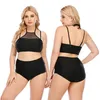 Swimwear féminin Grand Tward Black Two-Piece Sept Sept Swimsuit for Women Femmes Sexy Bather Summer Summer BBW 2 PIÈCES SUITS SUIT