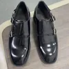 Dress Shoes Summer Men's Business kleding handgemaakt met dikke zolen en gespen helder leer