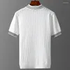 Polos para hombres seda de lujo de lujo de gran tamaño 7xl camisetas para hombres manga corta verano verano de alta calidad rayado camiseta de rayas de hombre