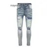 con marca ginocchia viola piattaforma jeans maschile olio blu amiiris slim fit fole foro bottoni jeans maschi i03s
