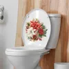 Defina os adesivos de tampa do banheiro de flores de Natal Acessórios para decoração de quarto de casa à prova d'água para decoração de banheiro