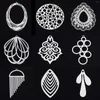 Charms 5 st roestvrij staal Filigraan Stempel Hollow Flower Geimetrische hangers Zilverkleur voor sieraden Making Necklace Supplies