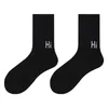 Chaussettes en coton masculin noir bas blanc mode 2024SS