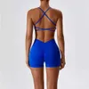 Kvinnors träningsdräkter Sömlösa Set Gym Suits With Shorts Crop Top Sport BH Womens Tracksuit Shorts 2st Running Workout Outfit Fitness Clothing Y240426