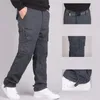 Herrenhosen Winter verdicken Männer Doppelschicht Fleece warmer Overalls hochwertige Herren Baumwolle Baggy Militärhosen Fracht plus 5xl