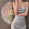 Figurines décoratifs ventilateur de danse colorée en bambou pliant fans pour festivals fêtes rave décoration maison accessoires à main