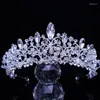 Hårklipp Brudens Crown Handgjorda Alloy Rhinestone Crystal Pearl Bridal Headdress Wedding Bridesmaid's Female Accessorie