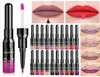 2 I 1 Double Head Lip Makeup Lipgloss Waterproof Long Lasting Tint Sexig Red Lip Stick Beauty Matte Liner Pen Lip Gloss9549447