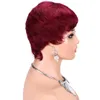 100% Remy Human Hair Pruik voor Braziliaanse vrouwen Chocoladebruine Pixie Knip Kort geen kanten pruik natuurlijke rechte bob pruik met pony