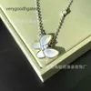 van cl ap Classic Fanjia High Edition S925 Sterling Silver Butterfly Natural White Fritillaria Diamondメッキゴールドネックレス女性INSスタイルカラーチェーンSult