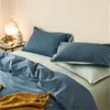 Juegos de ropa de cama 2024 Light Light Luxury Cotton Doble Double Hoke Bed Sheet Cover Cover Borded Little Bee Blue Color
