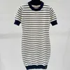Basic & Casual Dresses designer luxury 24 summer L striped fashionable slim fit knit short sleeved dress 994V