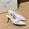 Gauze Bow Slingbacks Pumps Designer Sandals Luxury Sandale Designer Talons Summer Femmes Fashion Fashion Slip on Sexy Point Toe Partydress Office Pump Pump Shoes