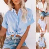 Blouses pour femmes Blouse de chemise de coton décontractée Bouton Bouton de dames Summer Cardigan Camisa Blanca Mujer Top para S-5xl