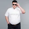 Men's Casual Shirts Plus Size 14XL 160kg High Quality Summer Men Formal Shirt Short Sleeve Dress Wedding Business Navy Blue Purple