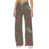 Damesbroek capris zomer kleurrijke rechte broek flamingoes mode dames oversized esthetisch patroon broek kunst harajuku elegante kleding y240429