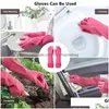 Gants de nettoyage 2 paires de la maison de maison en caoutchouc réutilisable lavage en latex étanche non glissière jardinage de salle de bain