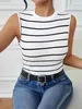 Frauen Tanks Camis 2024 Frühling New America Casual Stripe ärmellose runde Nacken Schlanker Fit Tanktopl24029