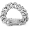 Hip Hop Mens Jewelry Naszyjnik Srebrny Moissanit 22 cale ciężkie grube diamentowe łańcuch bransoletki Lodowy Łańcuch łącza Kubańczyka