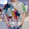 Herren lässige Hemden Schmetterling Grafikhemd 3D -Print Hawaiian Novelty Beach Flower Kurzärärmische Ärmel Tops Mode coole Männer für