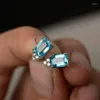 Boucles d'oreilles étalon de style frais bleu clair cz pour femmes accessoires élégants fête argentés couleurs de mode bijoux arrivée 2024