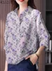 القمصان البلوزات النسائية Zanzea 2024 Spring الأنيقة Blusas Floral Print Bohemian Disual Work Tops Party Excerize Women Label Diert 3/4 SLVE Blouse Y240426