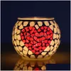 Bougeoirs Crystal Glass Mosaic Home Table Decoration Décorations de mariage Cougies Lanternes Valentin Gift Drop Living Garden Dhkhj