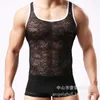 Men's Body Shapers Gay Tank Top For Men Lace Perspective Clothing Styled Breathable Funny Underwear Racerback Sissy Fashon Bottom Lingerie