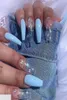 Faux ongles au-dessus de la tête avec cercueil à colle astucieuses ongles artificiels