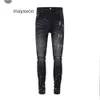 Demin Jeans Mens Fashion Jean 2024 Amiirii American High Purple Street Black Paint Live Brand RN4S