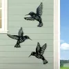 Dekoracje 3PC Black Metal Hummingbird Work ściany puste sztuka sztuka ptak rzeźba ornament Wodoodporny wiszący figurki zapasy ogrodowe