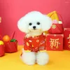 Hondenkleding Warm Fleece Pet Coats feestelijk Chinese jaar kostuum jumpsuit met cartoonpatroon traditioneel voor weer