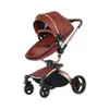 Kinderwagen# Baby Kinderwagen 3-in-1 Deluxe Pflaume für Kinderwagen pu Leder hohe Landschaft 360 Grad rotierende Babystuhlschale Q240429