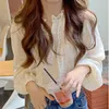 Damenblusen Hemden koreanische Style Chic Spitzenhemd für Frauen Aprikosenbluse Elegante Puff Slve SWT Shirt Neue Modfeder 202418547 Y240426