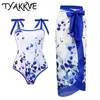 Damskie stroje kąpielowe Tyakkve 2024 Vintage Print Kobiety One Piece Swimsuit 3D Flower Monokini ukryć bikini plażowe sukienki kąpielowe Sump