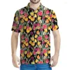 Polos pour hommes fleur colorée Polo Polo Polo Men 3D Print Floral Côtes de rue Shirt Street Shirt Summer Surdimension