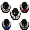 Multi strati personalizzati perle di perle da donna Collana Gioielli per le orecchie set tre fili Pink Verde Verde Pearl Necklace 240416