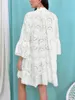 EDHOMENN Women S Beach Cover ups Stickereien Spitze Hemd Kleider