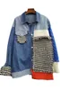 Vestes pour femmes Superaen Plaid Pildage Coux en tassements en tricot à manches longues Couleur Denim Femmes Spring and Automne 2024 Mateau décontracté