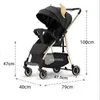 Strollers# Baby stroller folding 4-wheel high view bidirectional ultra light can sit and lie down portable carrier Q240429