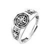 Band Rings 2024 New Retro Poseidon Compass RSilver Plated Hexagonal OpenAdjustable RMen and Womens Hip Hop Trend Jewelry Gifts J240429