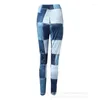 Kvinnors leggings wepbel y2k jean look tyg legging kvinnor mager plast höft hög topp sport midja bodycon blyertsbyxor byxor