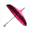 Parapluies femmes mode 16k pagode en dentelle parasol princesse longue manche du vent transparent cadré gouttes de pluie livraison home jardin ho dhwyj