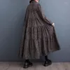Robes décontractées robe française Femme Automne printemps 2024 Coréen Version coréenne Line-Taille ART IMPRIMÉ ART RETRO LONG LONG Z4128